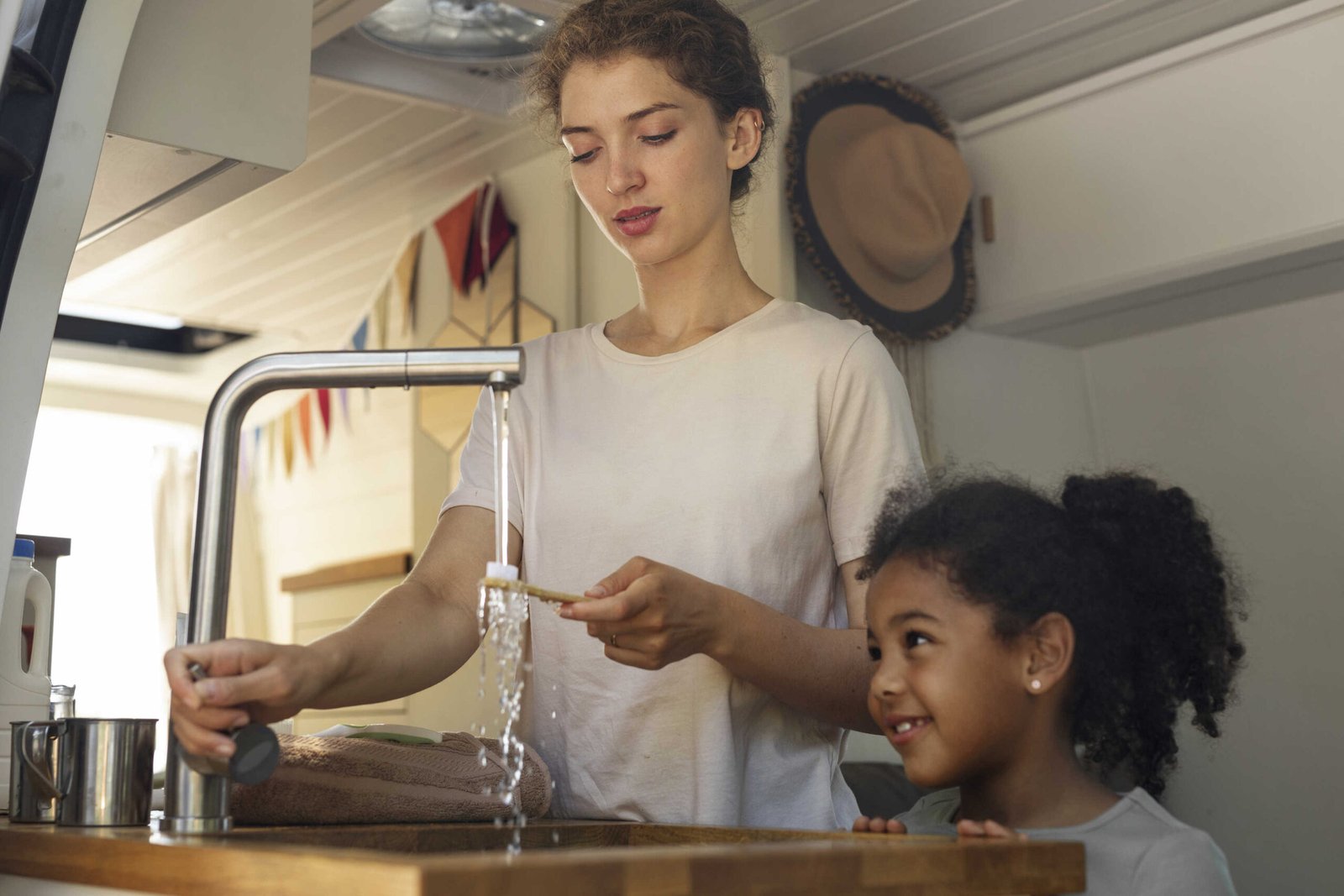 Family enjoying with clean water